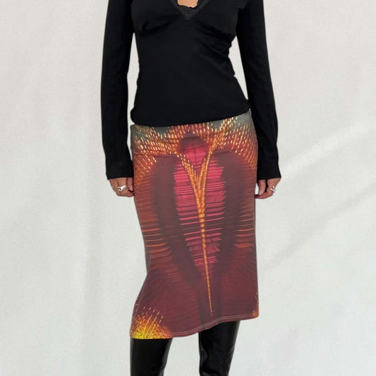 Roberto Cavalli orchid print midi skirt