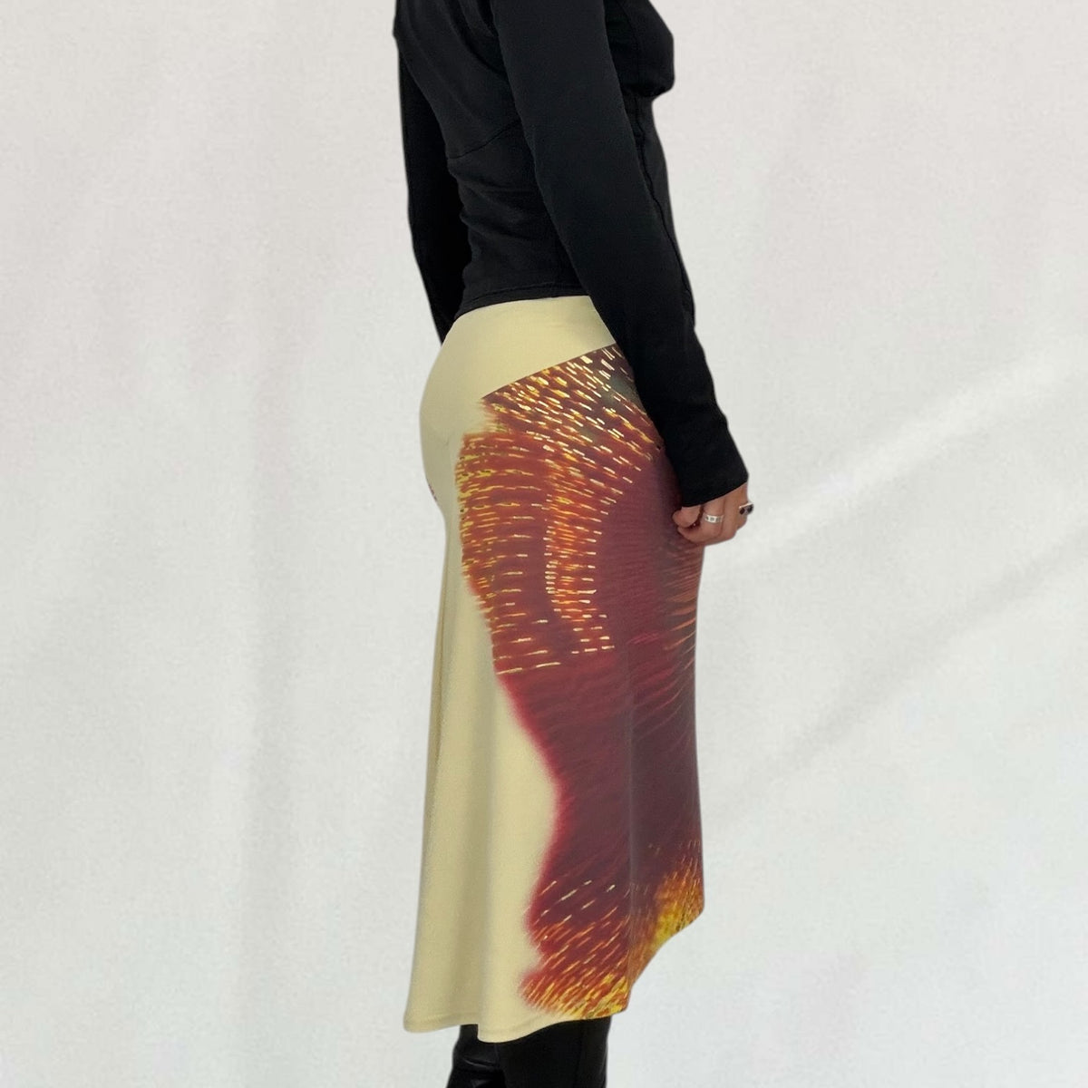 Roberto Cavalli orchid print midi skirt