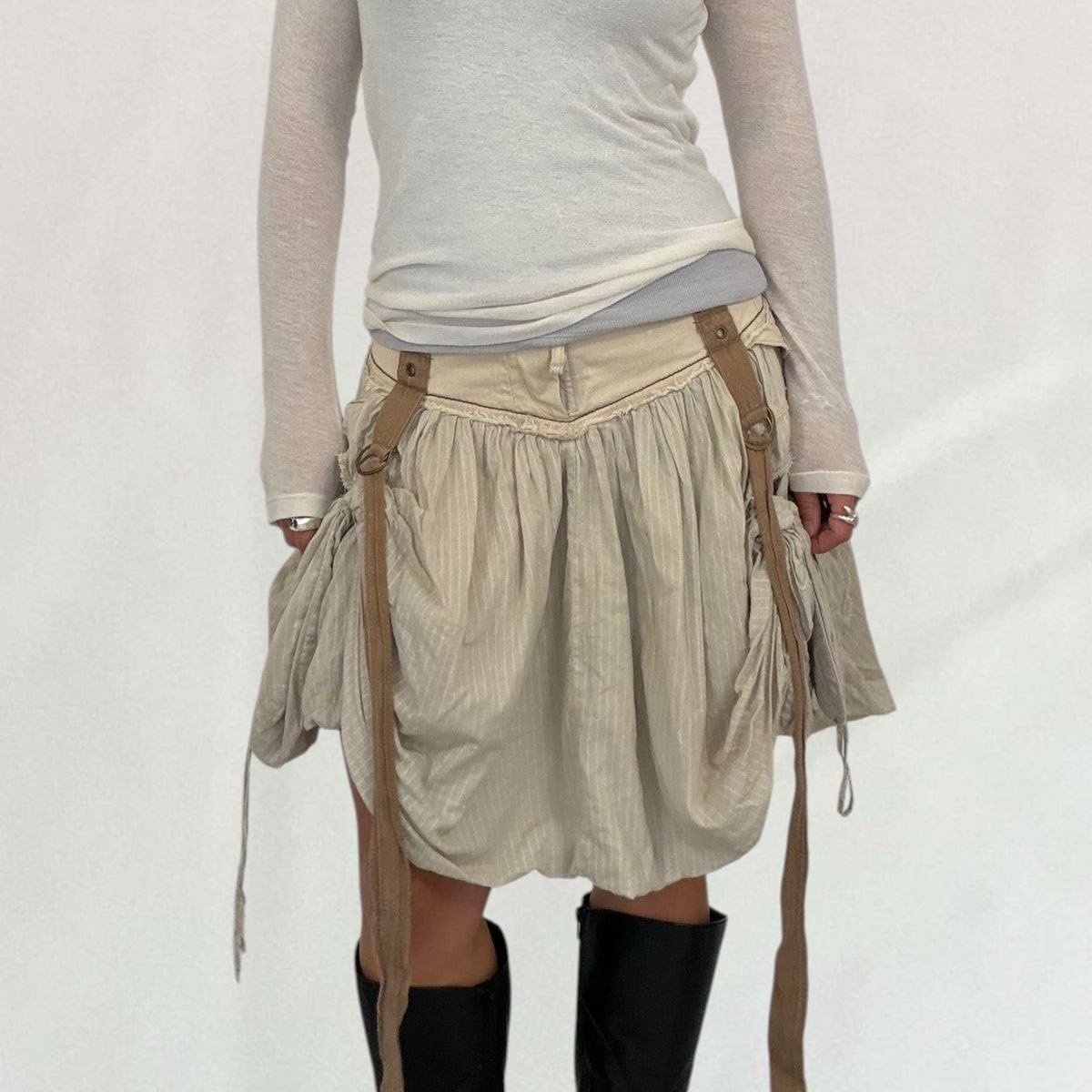 Marithé + François Girbaud ruched midi skirt